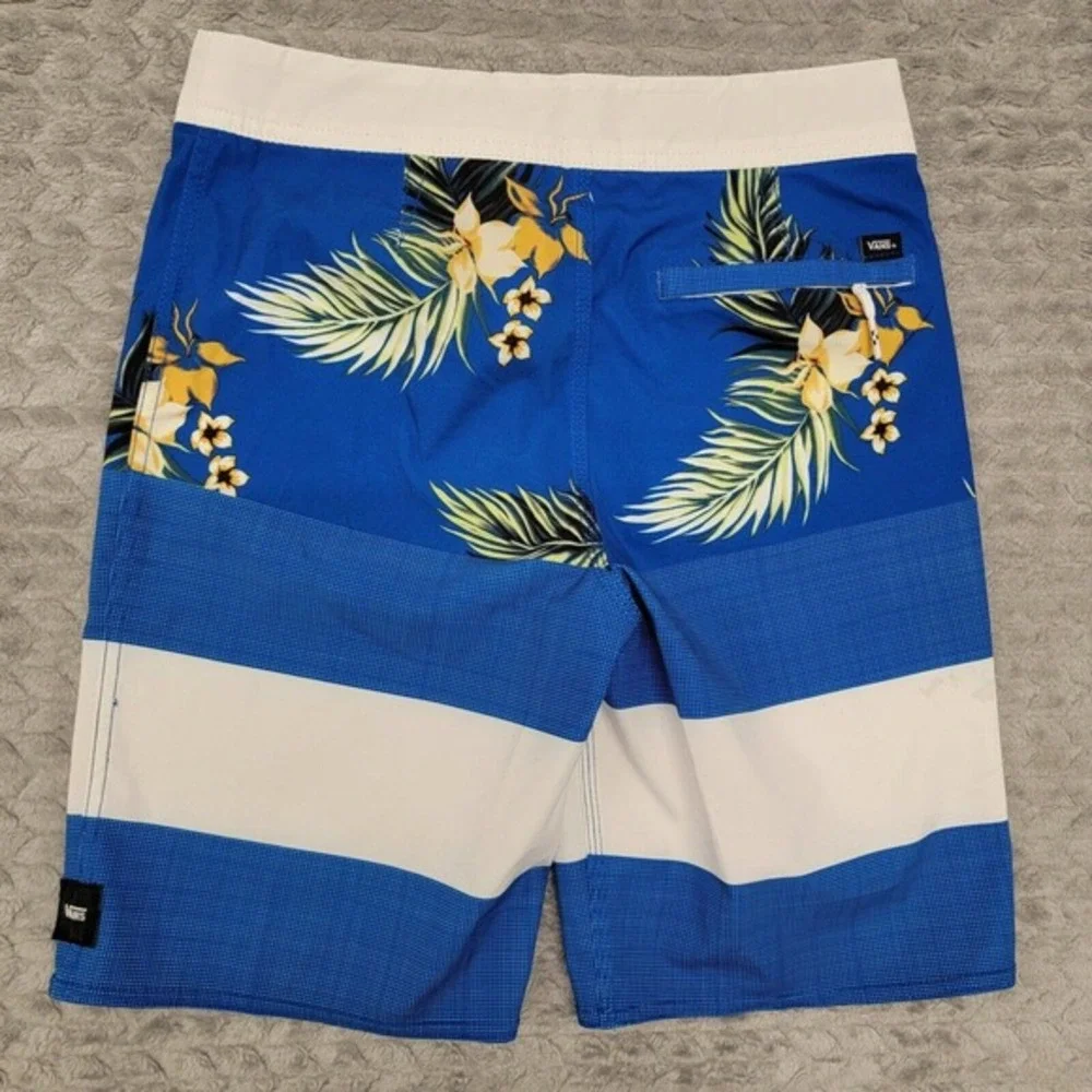 Vans Youth Boys Swim Surf Stretch Board Shorts - Blue Aloha‎ Print Size 26 / 12
